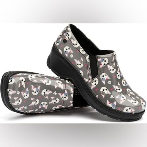 Klogs Gray Slip-On Shoes with Dog Print Sz 9 - Picture 1 of 5